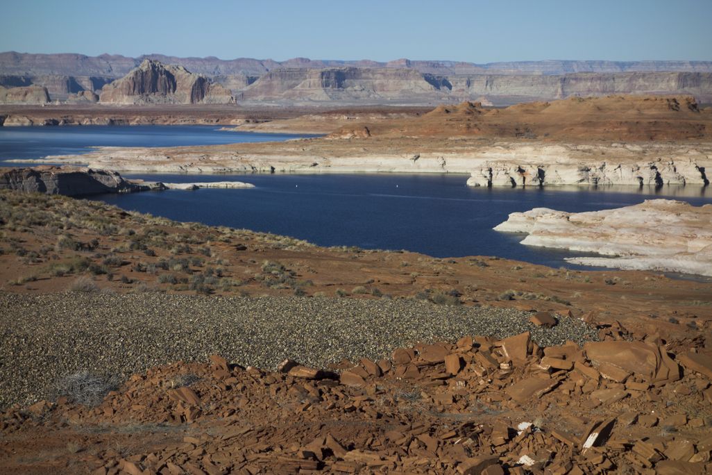 Drought lines at Lake Powell in Page, Arizona