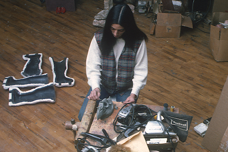 Robin Forbes. Marisol in her studio, ca. 1975-76 (detail). Robin Forbes slides of SoHo, 1975 - 1976. Archives of American Art, Smithsonian Institution.