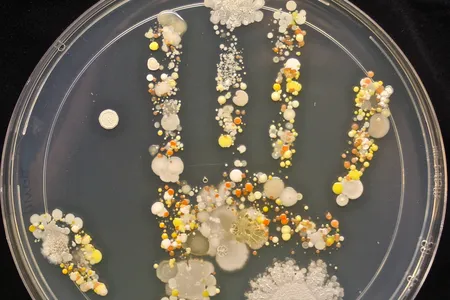 A handprint from an eight-year-old boy after he came in from playing outside
