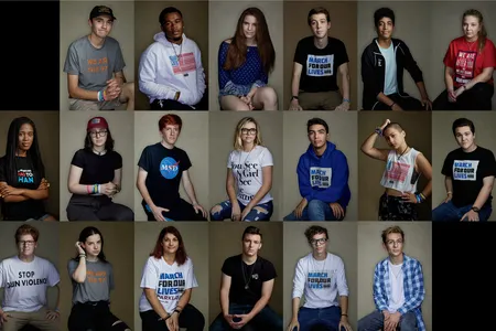 March for Our Lives student activists. Top row: David Hogg, Jammal Lemy, Samantha Deitsch, Bradley Thornton, Daniel Williams, Jaclyn Corin; Middle row: Kyrah Simon, Sofie Whitney, Ryan Deitsch, Delaney Tarr, Diego Pfeiffer, Emma González, Brendan Duff; Bottom row: Matt Deitsch, Kirsten McConnell, Kaylyn Pipitone, Cameron Kasky, Chris Grady, Dylan Baierlein
