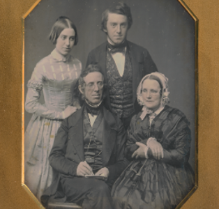 Peter Cooper and Family, unidentified daguerreotypist, three-quarter-plate daguerreotype with applied color, c. 1850. National Portrait Gallery, Smithsonian Institution.