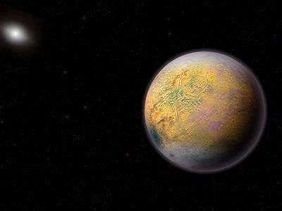 An artist’s  conception of a distant Solar System Planet  X, which could be shaping the orbits of smaller extremely distant outer solar system objects like 2015 TG387.