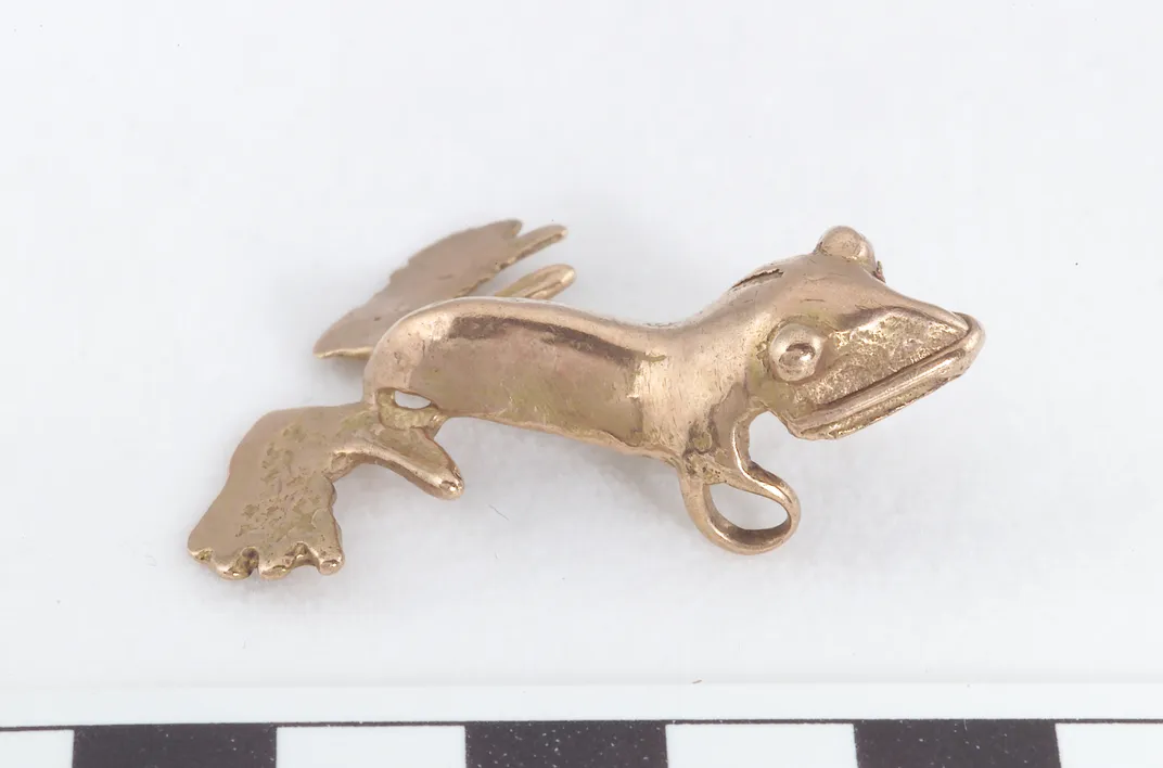 Gold alloy frog pendant, AD 900–1600, Bocas del Toro, Panama. Frogs were used by indigenous people to symbolize water and perhaps magical transformation.