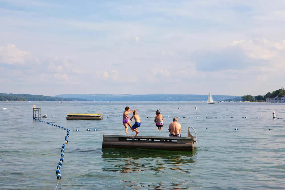 Public swimming in Clift Park in Skaneateles