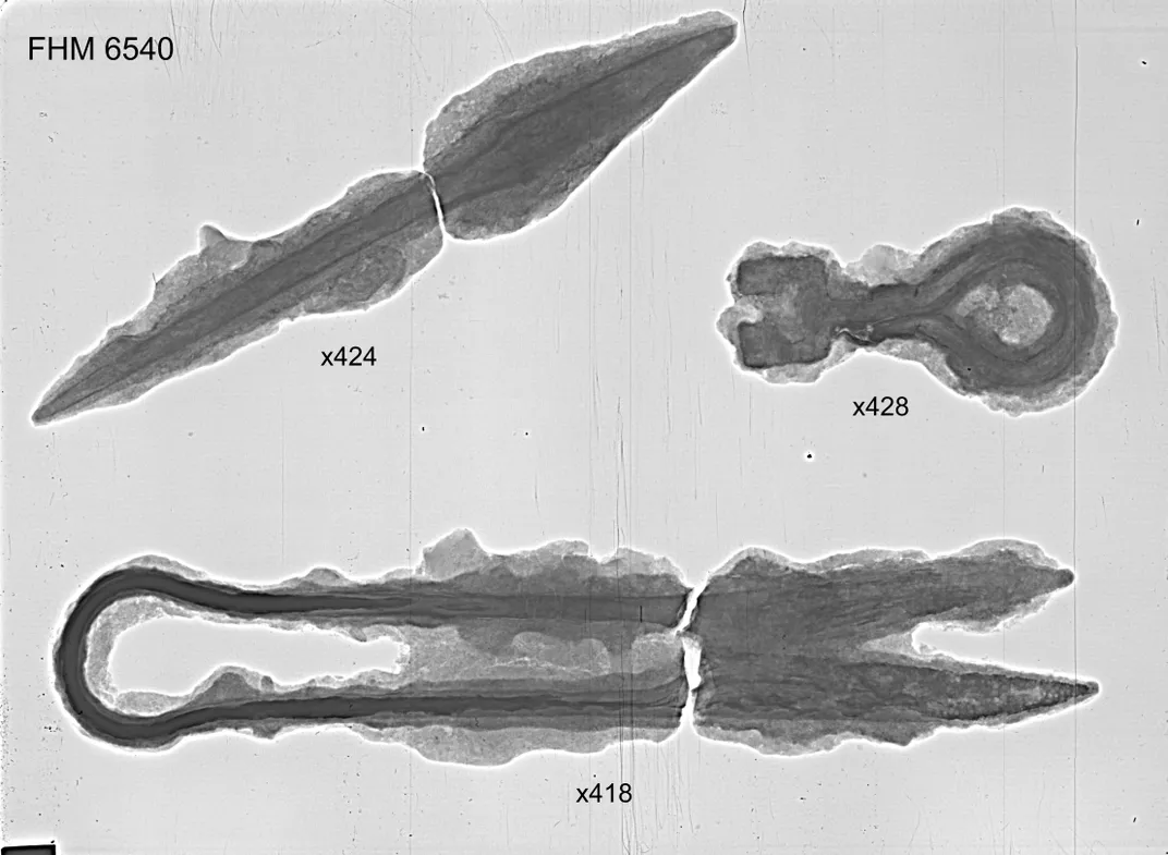 An x-ray view of several artifacts