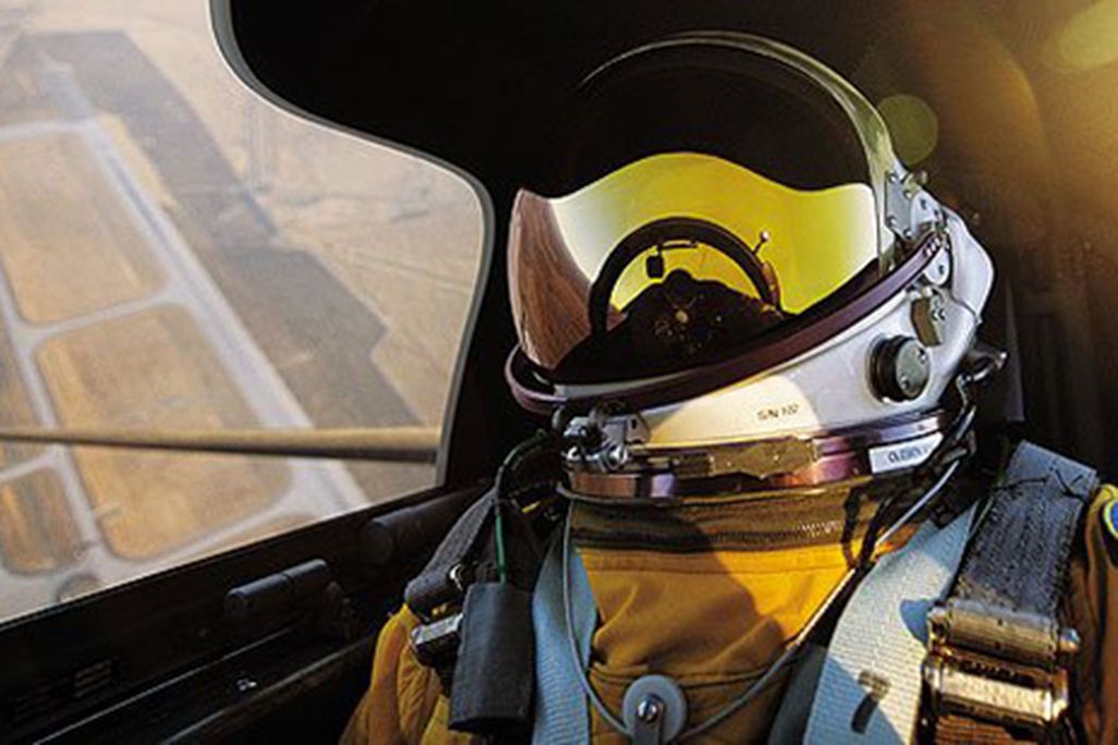 A pilot takes a self-portrait aboard the U-2.