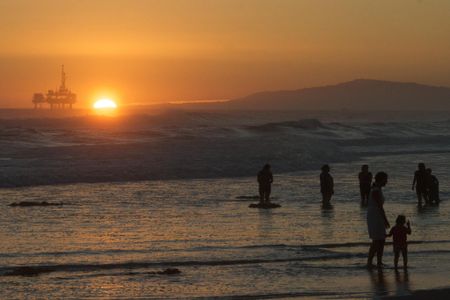 Oil rig offshore of Huntington Beach, California