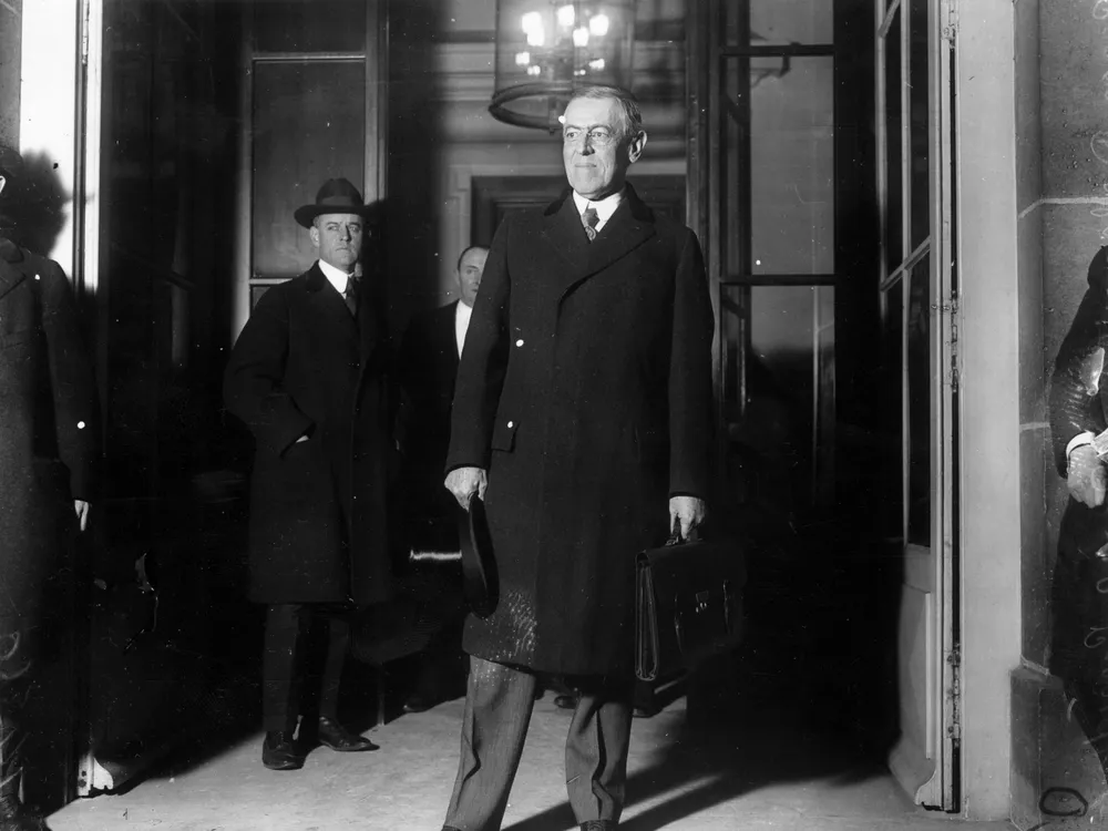Woodrow Wilson at Paris Peace Conference in January 1919