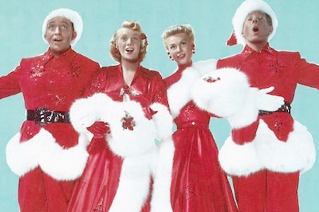 Actor Bing Crosby, Actresses Rosemary Clooney and Vera Ellen, and Actor Danny Kaye, during the 1954 Paramount production of “White Christmas.”