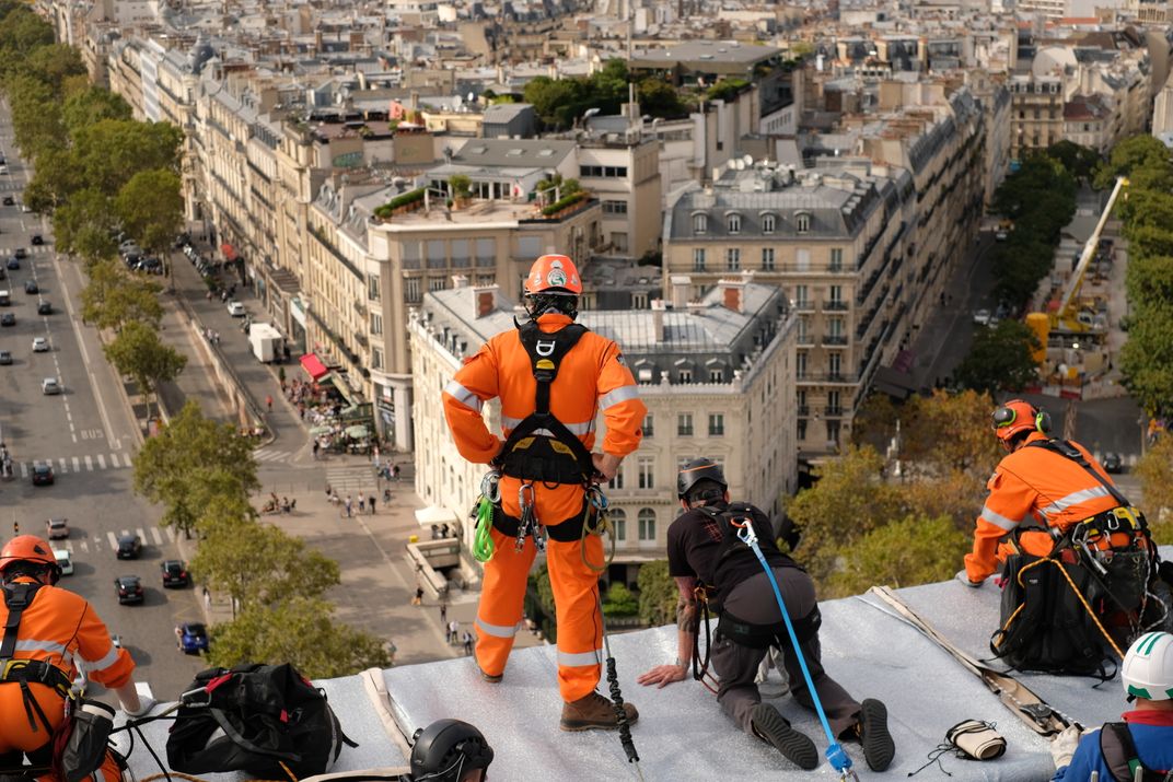 The Arc de Triomphe Is Wrapped in Fabric, Just as the Late Artists Christo and Jeanne-Claude Planned It