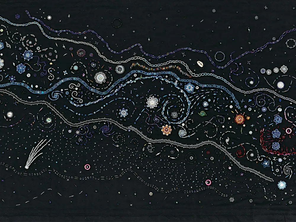 beadwork art of the solar systm captured by the Hubble Space Telescope