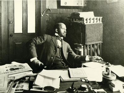 W.E.B. Du Bois at his desk at Atlanta University.