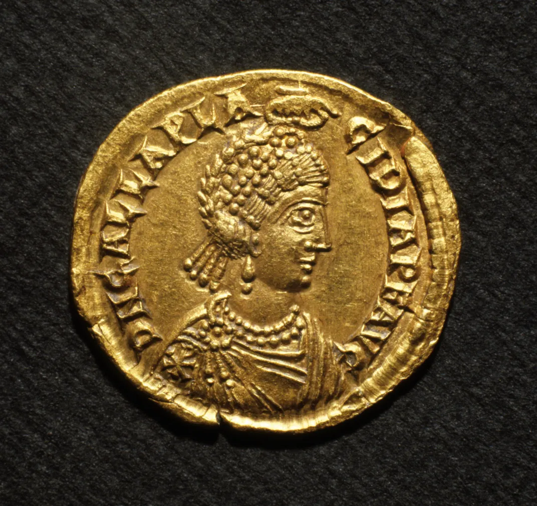 gold coin depicting galla placidia