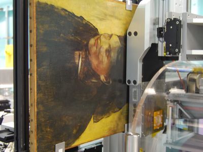 "Portrait of a Woman" being scanned by the synchrotron.
