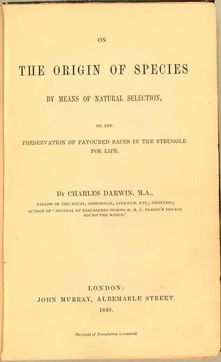 title page for On the Origin of Species