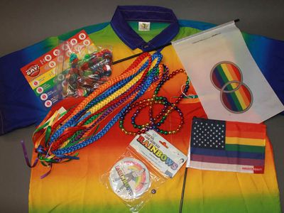 Miscellaneous objects from the museum’s collection that feature rainbows, including “That’s So Gay!” trivia game, coasters, and flags promoting marriage equality and immigration equality (NMAH)