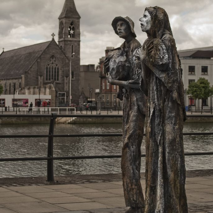 A memorial to the Irish famine in Dublin.