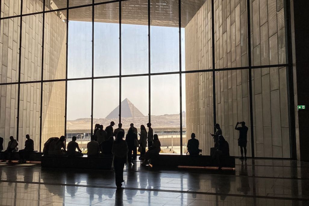 view of Pyramids from the Grand Egyptian Museum