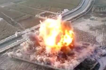 A Taliban drone captures a car bomb explosion