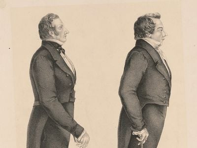 An illustration of Joseph Smith Jr. (right) and his brother&nbsp;Hyrum (left)