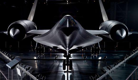 SR-71 Blackbird on display in a museum