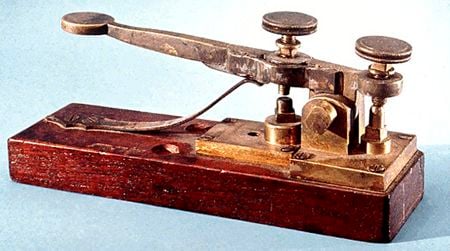 The telegraph key used to send the famous message “What Hath God Wroght” over the prototype telegraph line between Baltimore and Washington D.C. in 1844