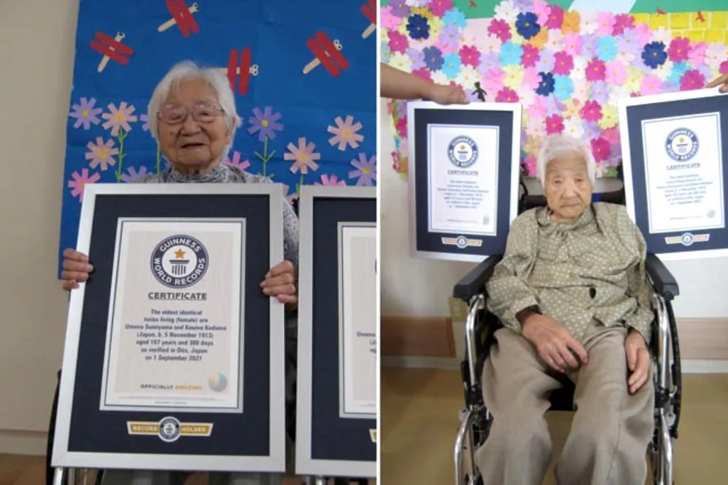 Umeno (left) and Koume (right) with their official certificates