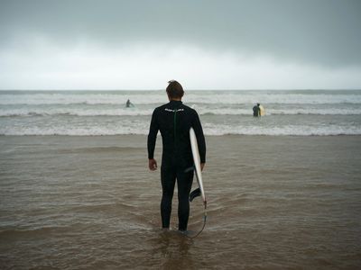 A traveler taking lessons at one of the surf camps along Morocco's Atlantic coast.