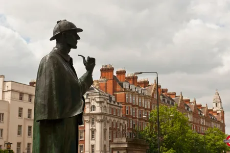In London, Sherlock Holmes is happy to stop for a quick chat. 