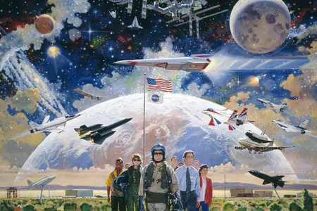 Humanity’s progress into air and space is dramatically illustrated by artist Bob McCall. Does the Moon exist to aid our progress into space? 