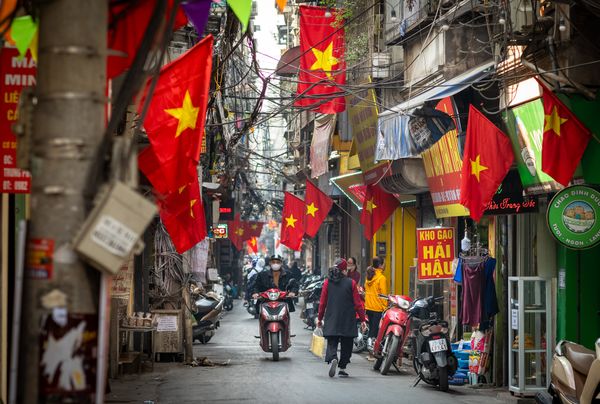 Vietnam flags in the alley thumbnail