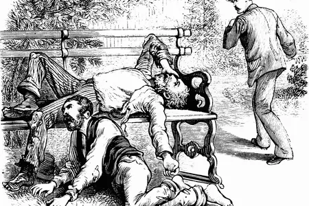 A 19th-century illustration of two yellow fever victims in New Orleans