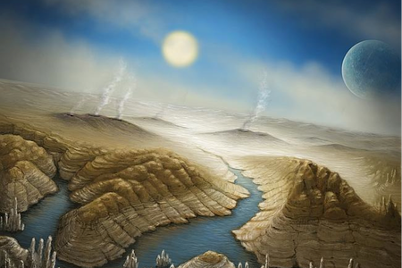 Artist’s impression of the surface of Kepler 452b, created by the SETI Institute, who have been working in conjunction with NASA.