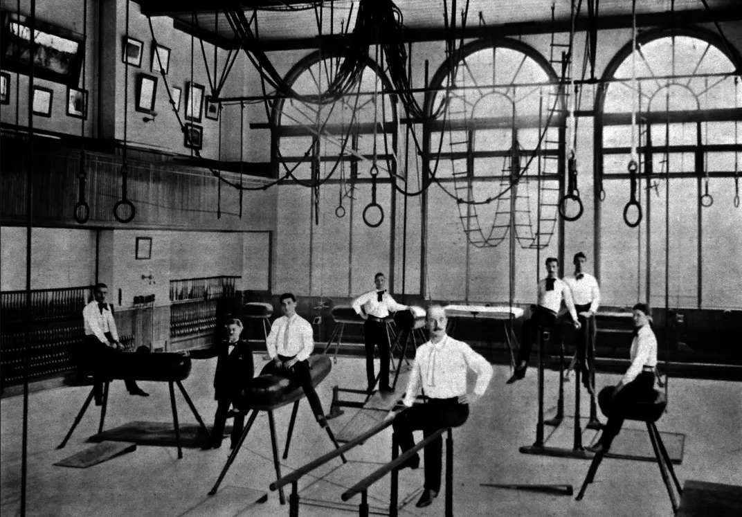 the gymnastics room of Turner Hall in Milwaukee, c. 1900