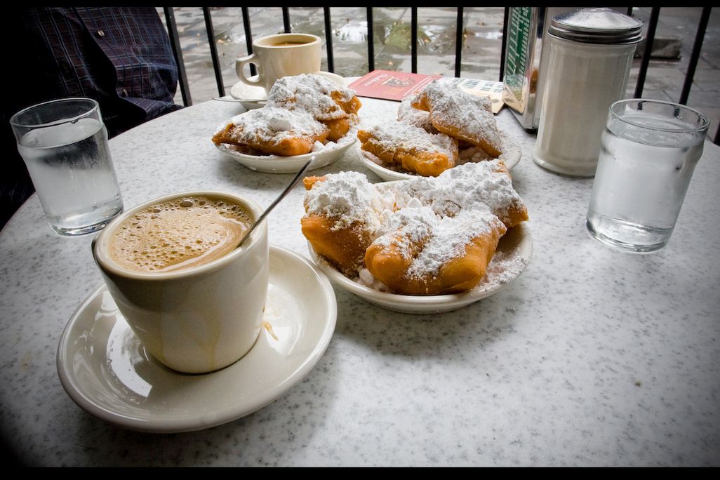 Coffee with beignet's at Cafe Du Monde
