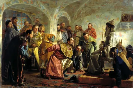 The Oprichniki&nbsp;by&nbsp;Nikolai Nevrev&nbsp;(1888). The painting shows the last minutes of one of the aristocratic elite taken out by Ivan IV.