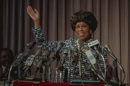 Regina King as Shirley Chisholm in Shirley, a new film written and directed by John Ridley