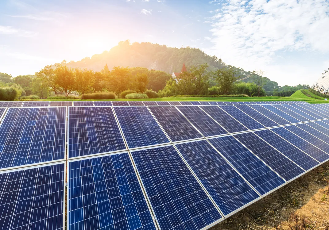 Solar panels on the ground