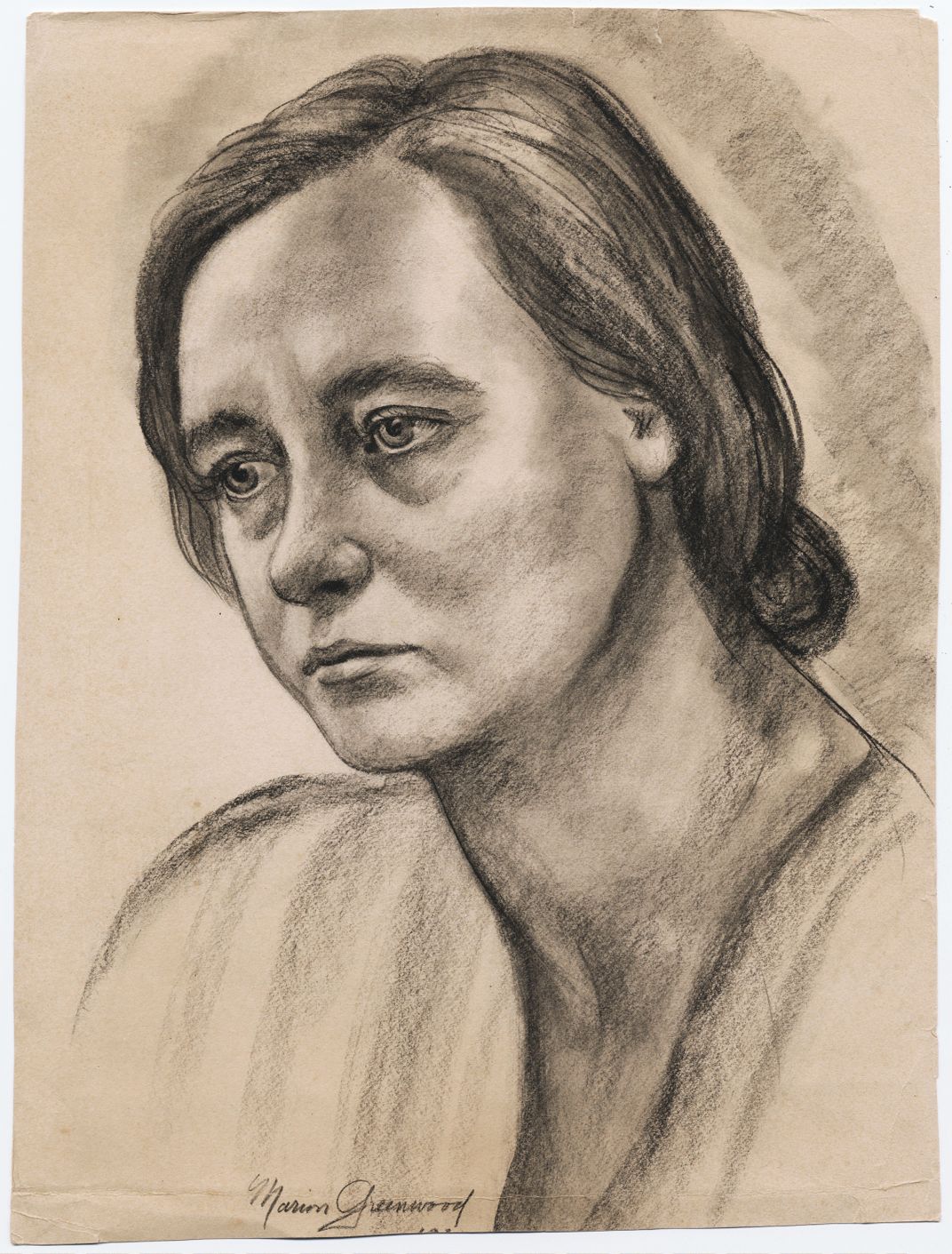 A charcoal portrait of Herbst by Marion Greenwood