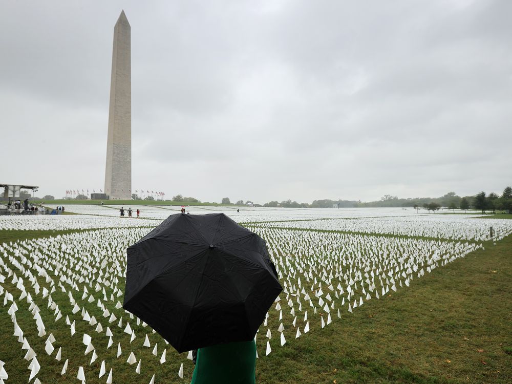 Installation of 695,000 white flags on the National Mall honoring Covid-19 victims