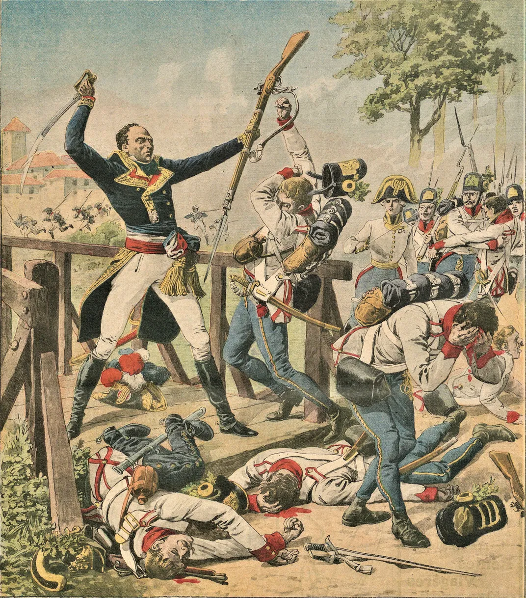 A 1912 depiction of Thomas-Alexandre Dumas fighting Hungarian troops in Northern Italy