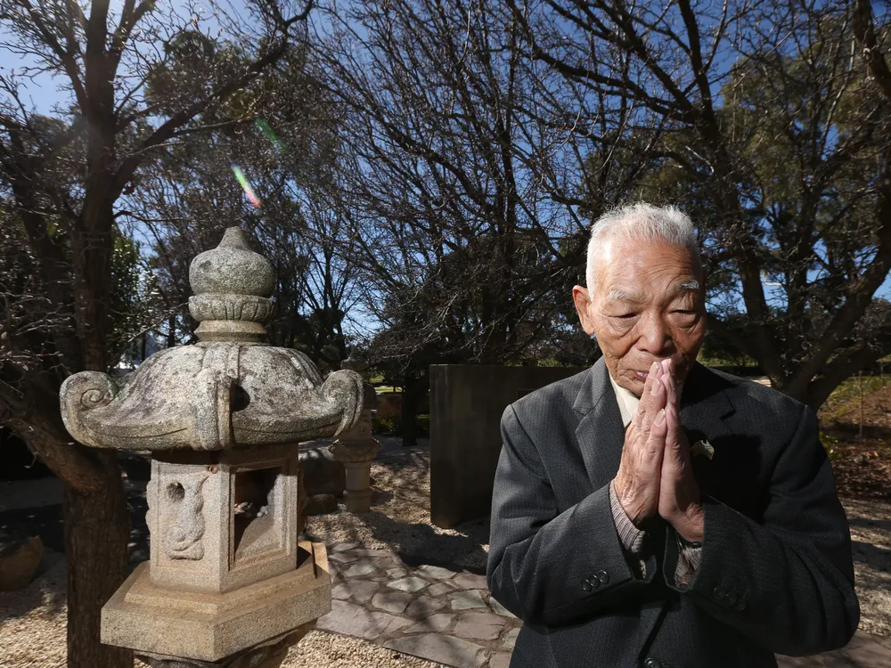 A 2014 photo of Teruo Murakami, the last survivor of the Cowra breakout. He died in 2023 at 103.