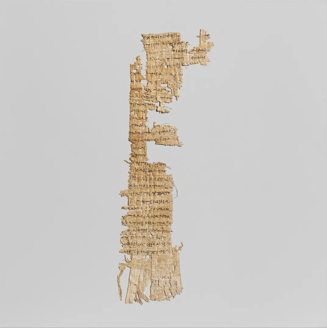 A papyrus fragment containing versus from Homer's Odyssey