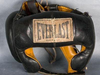 This head protector was worn by Muhammad Ali—then known as Cassius Clay—while he trained to battle Sonny Liston in 1964.