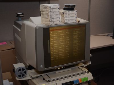 Data from the Viking biology experiments, which is stored on microfilm, has to be accessed using a microfilm reader.