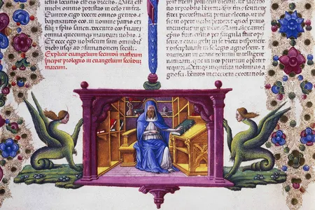 The text contains illustrations of plants, animals and biblical scenes.