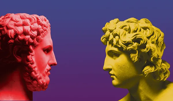 MOBILEOPENER-Photo illustration of Philip II of Macedon, left, and his son Alexander the Great. Sculptures are first-century Roman copies of Greek originals.