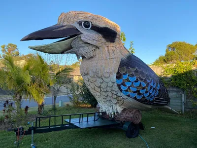 A 15-foot-tall sculpture of a laughing kookaburra in Brisbane, Australia