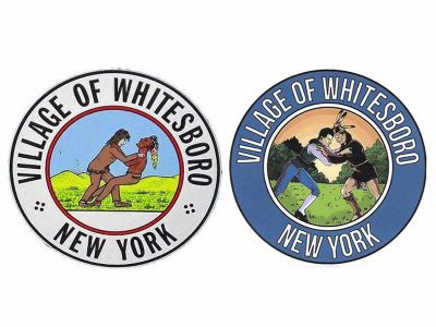The Village of Whitesboro's old seal (left) adjacent to its new seal (right).