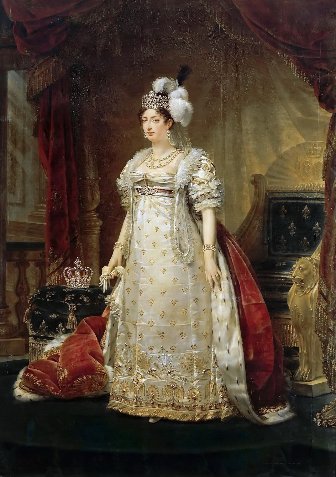 The queen's daughter, Marie-Thérèse Charlotte de France, wears what appear to be her mother's diamond bracelets in this 1816 portrait by Antoine-Jean Gros.
